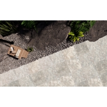 TRAV ANCIENT TUMBLED - 16X16, SILVER SILVER, TUMBLED